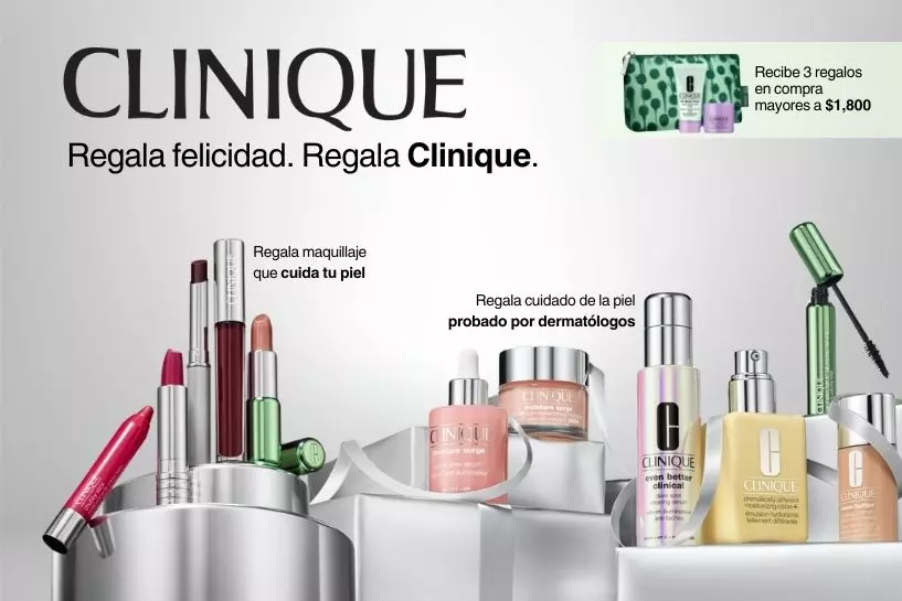 &iquest;Ya tienes el regalo perfecto? Regala felicidad esta temporada con Clinique y recibe 3 regalos en compra