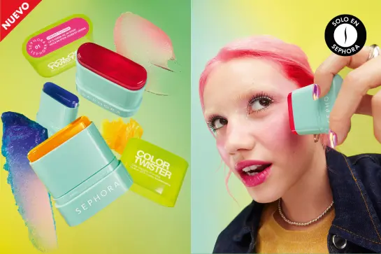 COLOR TWISTER: es un aceite en barra para mejillas y labios que se transforma al contacto con la piel