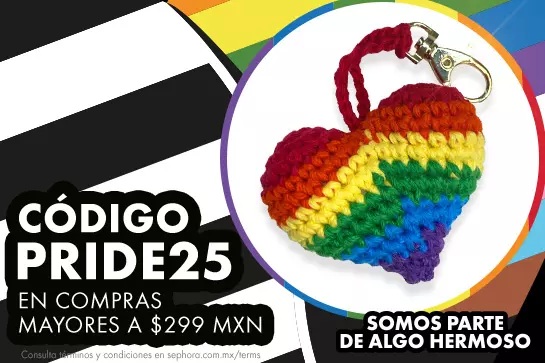 ¡Demuestra tu orgullo! Obtén un regalo en compras mayores a $299 mxn aplicando el código: PRIDE25