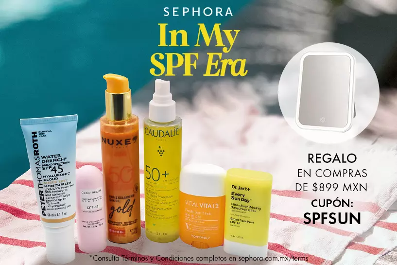 Dale el toque final a tu rutina de skincare protegiendo tu piel, y recibe un regalo en compras de $899 MXN