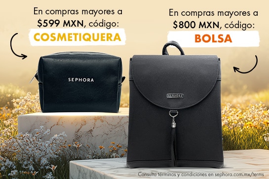 Por tiempo limitado obtén en compras mayores a $599 mxn una cosmetiquera y en $800 MXN una bolsa