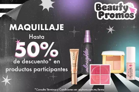 Descubre los mejores productos de maquillaje con hasta 50% de descuento* durante Beauty Promos