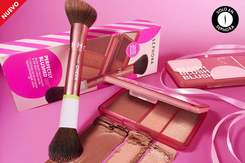 ¡Edición Limitada! Sube el tono de tus mejillas con el Set Perfectly Blushed y su brocha multitextura