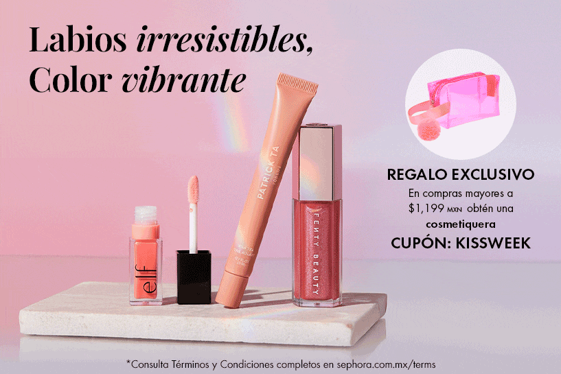Elige el acabado ideal para destacar tus labios y aprovecha hasta 06 MSI* y un regalo en compras de $1,199 MXN