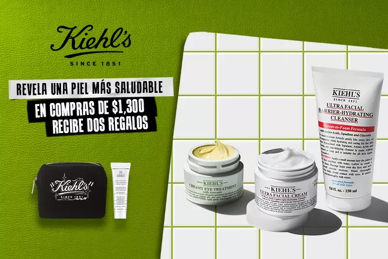 Arma tu rutina con Kiehl&acute;s para lucir una piel hidratada, renovada e impecable y recibe dos regalos en compra