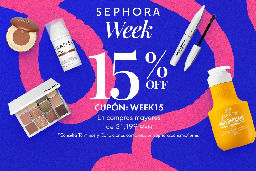 &iexcl;Ahora o nunca! Aprovecha 15% OFF* en tus favoritos y en compras mayores a $1,199 MXN aplica cup&oacute;n: WEEK15
