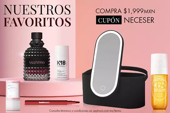 ¡Elige tus favoritos! En compras mayores a $1,999 MXN obtén un neceser con luz led de regalo