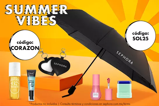 En compras mayores a $399 MXN obtén un mini espejo travel size o en +$1,200 obtén una sombrilla