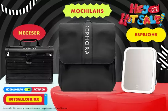 En compras mayores a $2,500 mxn obtén un neceser y en compras mayores a $1,000 mxn una mochila o un espejo