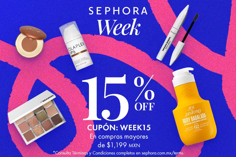 &iexcl;Aprovecha 15% OFF*! Es momento de llevarte tu favoritos y en compras mayores a $1,199 MXN aplica cup&oacute;n: WEEK15