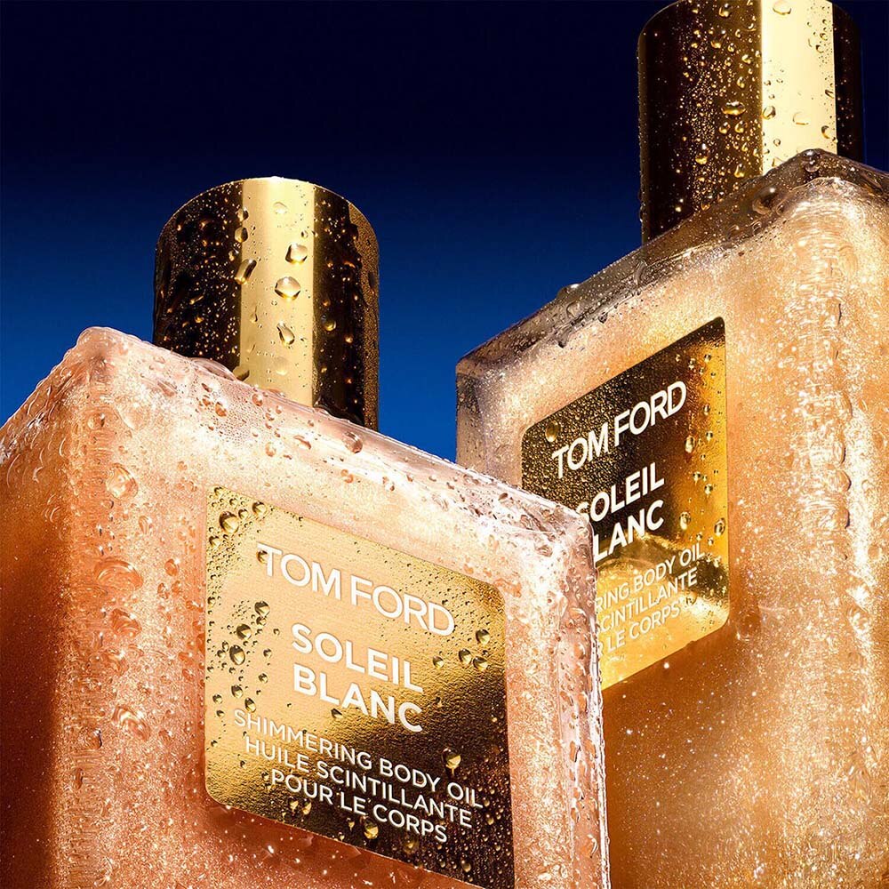 Aceite corporal Soleil Blanc Shimmering Body Oil de Tom Ford en Sephora de México.
