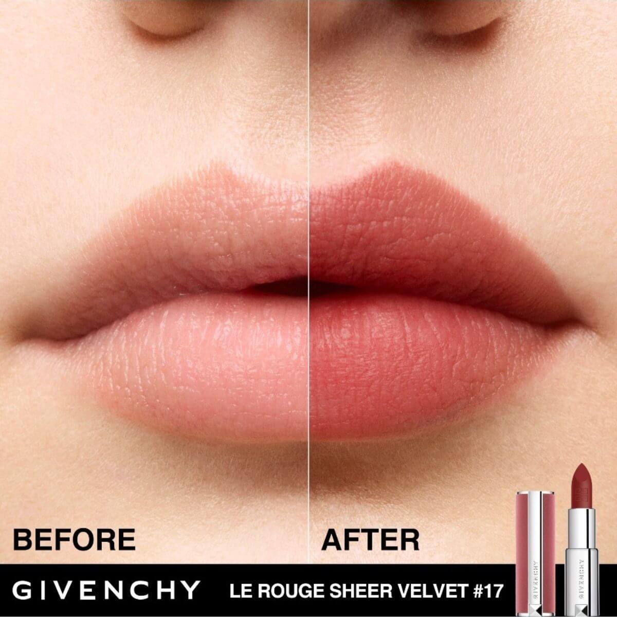 LE ROUGE SHEER VELVET LIPSTICK DE GIVENCHY (LABIAL MATE DE EFECTO DIFUMINADO Y LARGA DURACIÓN )
