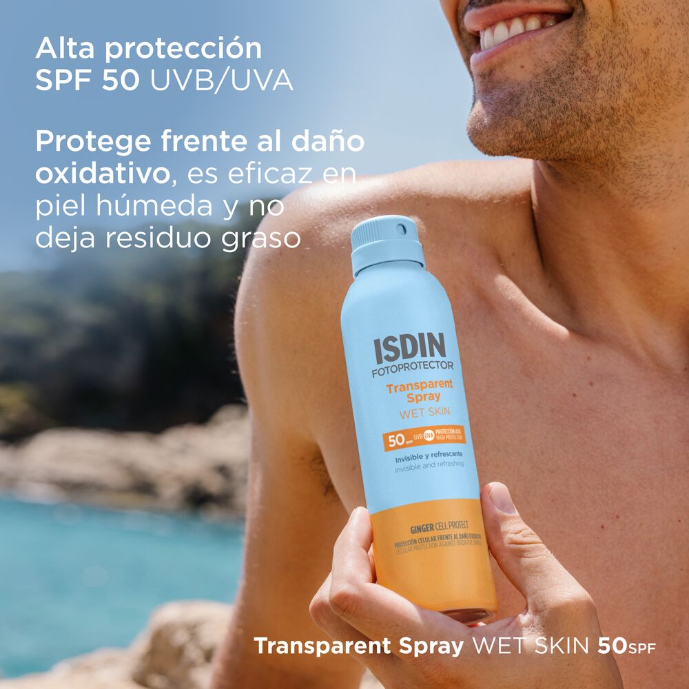 FOTOPROTECTOR ISDIN 50+ TRANSPARENT SPRAY WET SKIN (PROTECTOR SOLAR CORPORAL EN SPRAY)