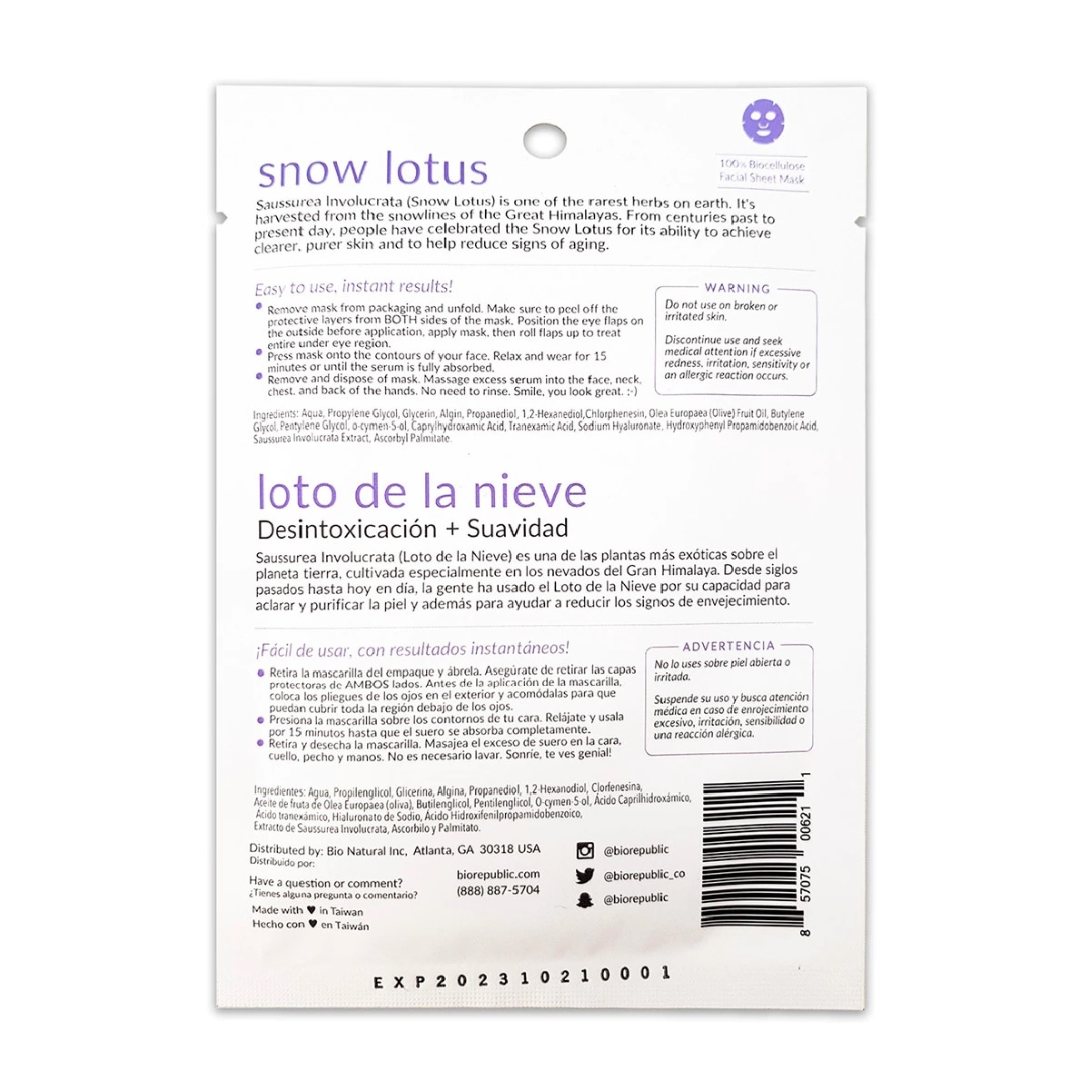 SNOW LOTUS MASK (MASCARILLA FACIAL)
